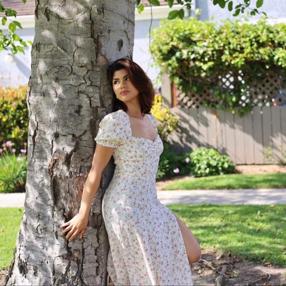 Reformation White Puff Sleeve Maxi Sundress